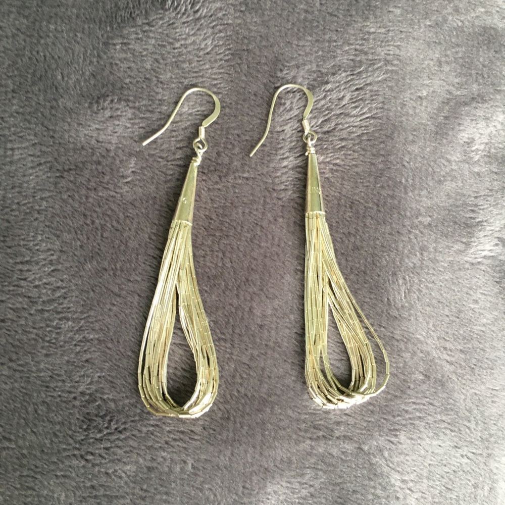 Navajo 10 strand Liquid Silver earrings